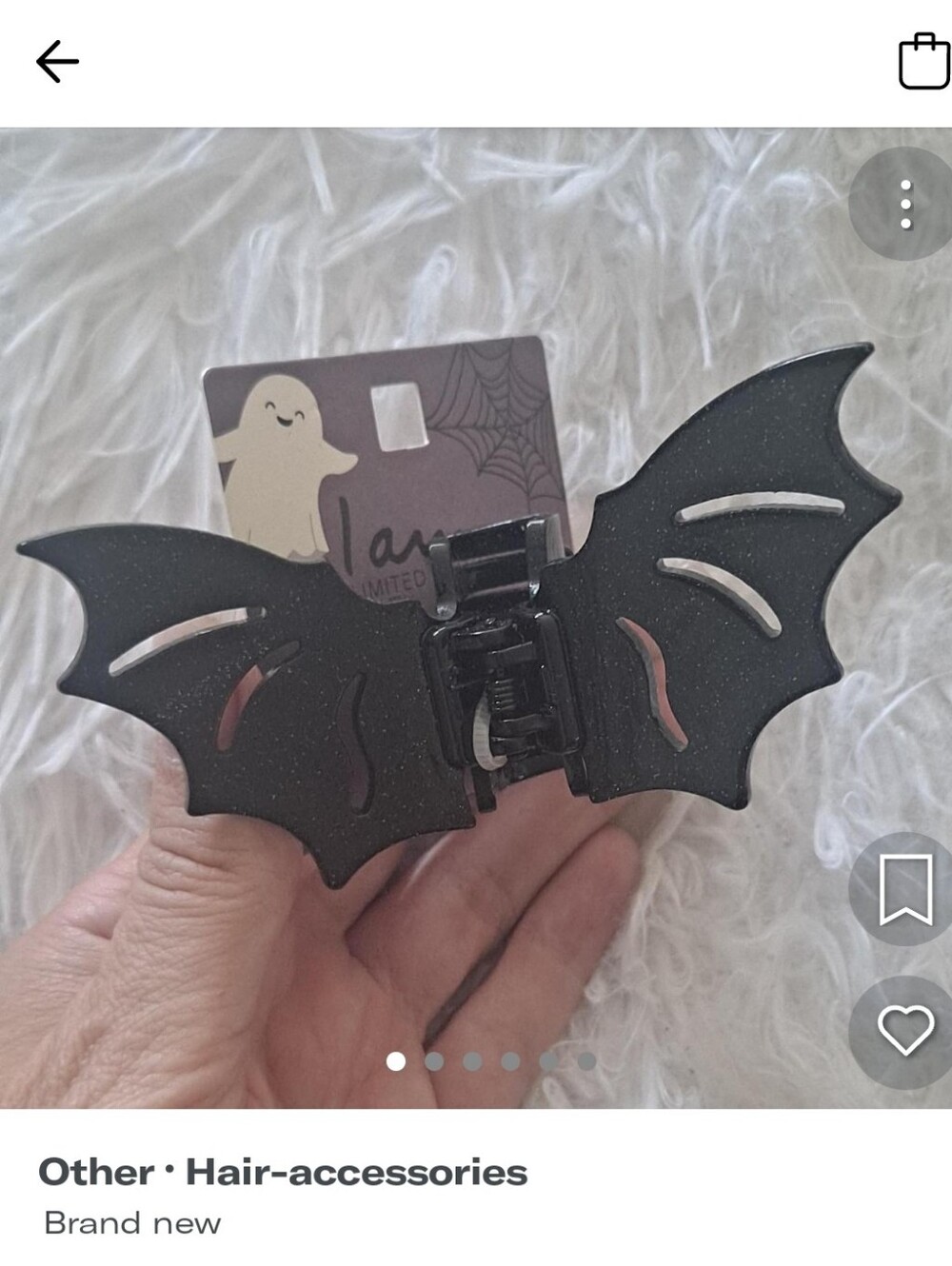 I AM Limited Edition Halloween Black Glitter Bat Hair Clip Claw Clip